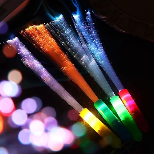 Miniatura 4 de 80 varillas de fibra óptica LED blancas con luces LED para cumpleaños, bodas, despedidas de soltera, suministros de fiesta (multicolor)