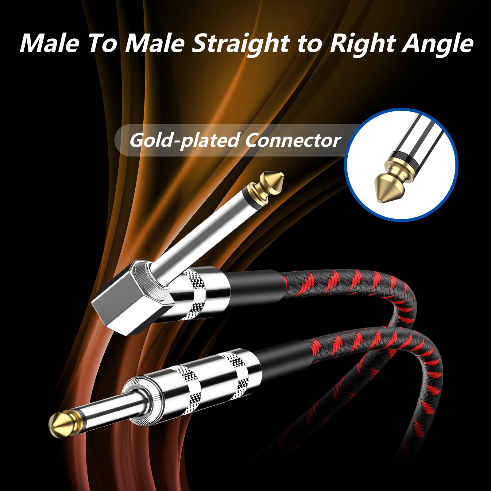 Cavo Per Chitarra Geepen 3M - Jack 6.35mm Maschio Mono, Intrecciato Rosso, Per Amplificatori, Tastiere E Mixer - Foto 2