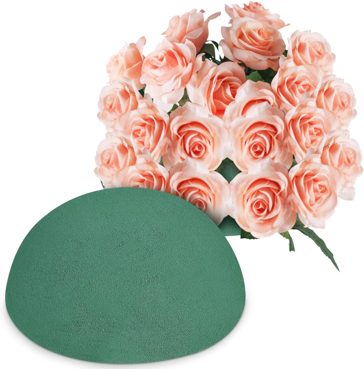 OHPHCALL 2pcs Half Ball Floral Foam, 15CM Green Resin Floral Arrangement Holder Round Craft Foam Balls for Weddings, Events, and Home Decor