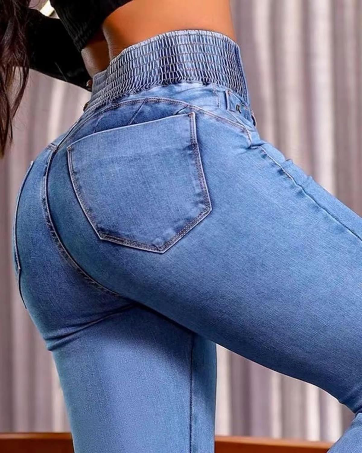 Women's Butt Lifting Bootcut Jeans Tummy Control Trendy High Waisted Button Bell Bottoms Flared Denim Pants - Image 4