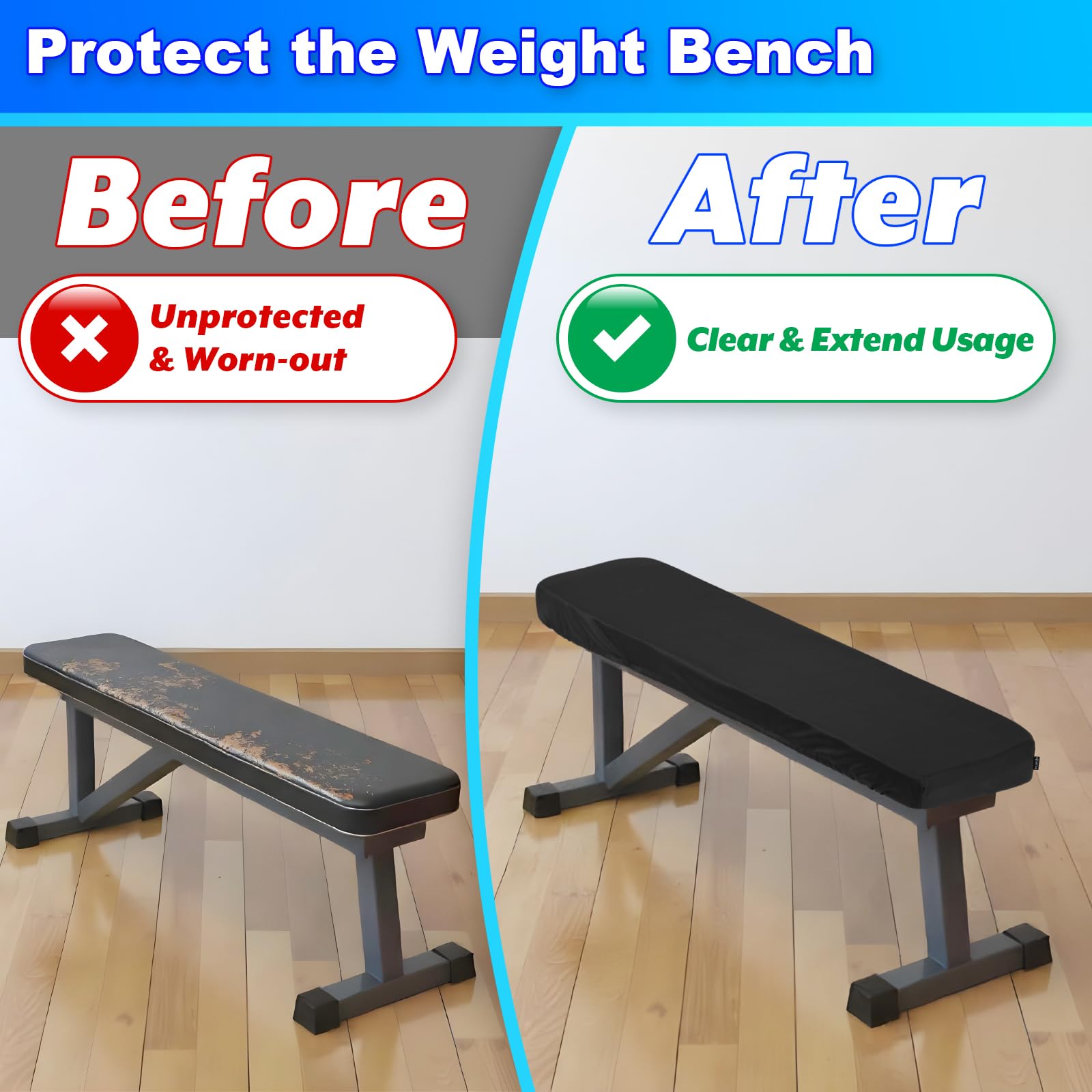 Funda protectora para banco de pesas, banco de gimnasio y entrenamiento, para ejercicio plano, para sentarse, banco de fitness, elástica, a prueba de polvo y lavable