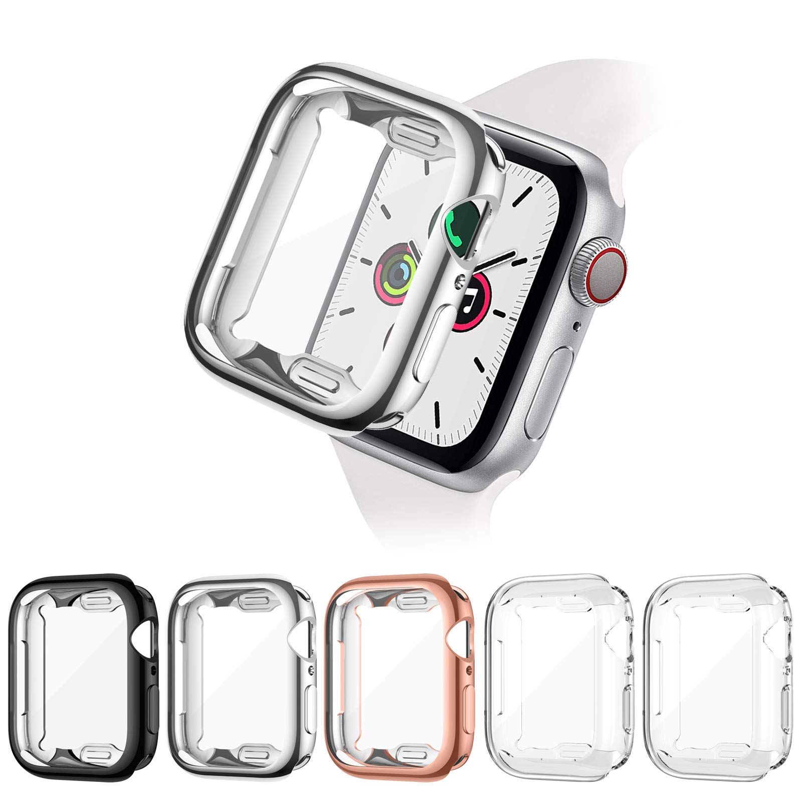 ZEBRE [5 Pack] Screen Protector Compatible with Apple Watch SE/Series 6 / Series 5 / Series 4 40mm, Soft TPU Full Coverage Protective Case Cover Compatible with iWatch Series SE/6/5/4