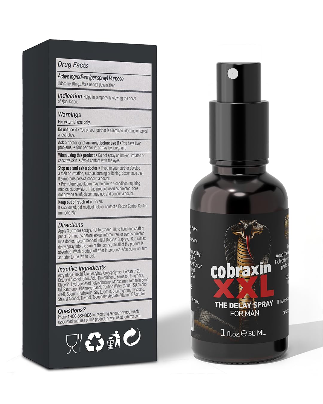 XXL Men’s Delay Spray – Extra Strength Desensitizing Spray – Long Lasting, Alcohol-Free – 1 fl.oz (30ml) – 240 Sprays