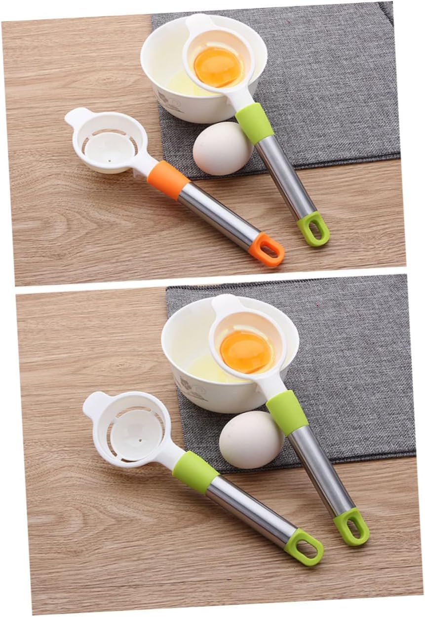Egg Yolk Separator with Stainless Steel Handle Kitchen Cooking Gadget Lightweight Egg White Divider for Baking and Cooking Space-saving Design Random Color Random Color