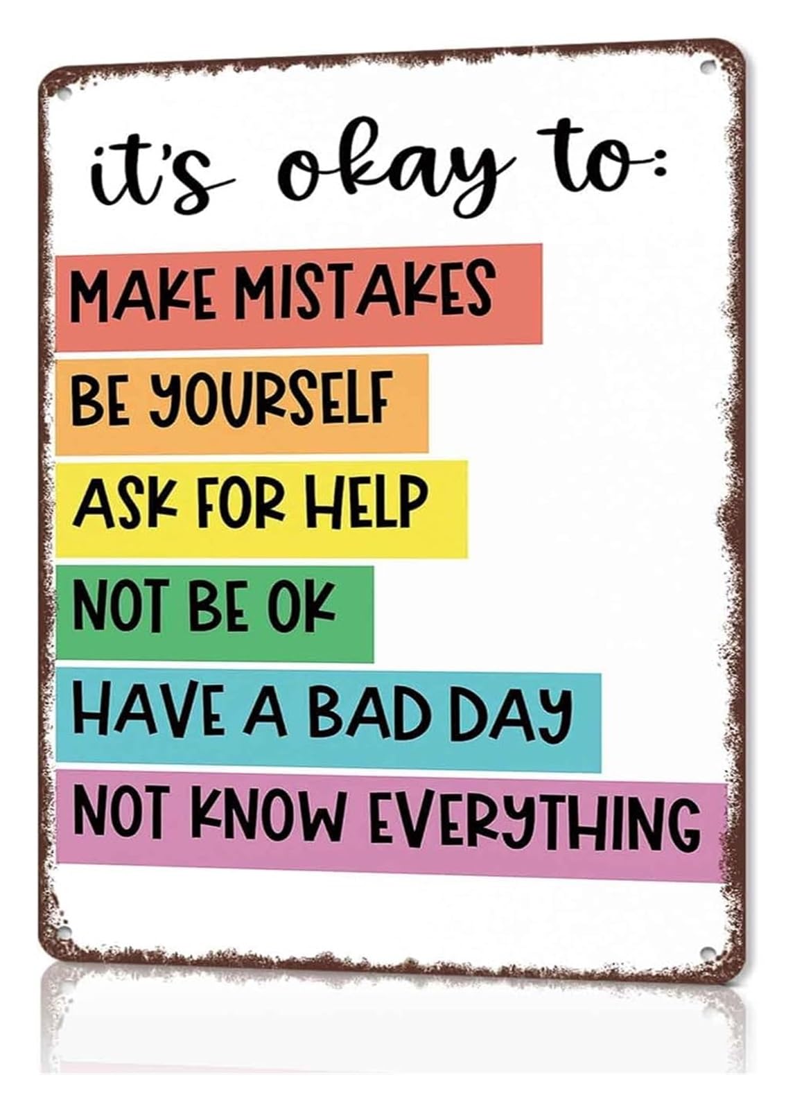 MQXFCZUX Its Okay To Not Be Okay Aluminum Metal Sign Vintage Mental Health Wall Decor For Office Classroom Bedroom 8 X 12 inch