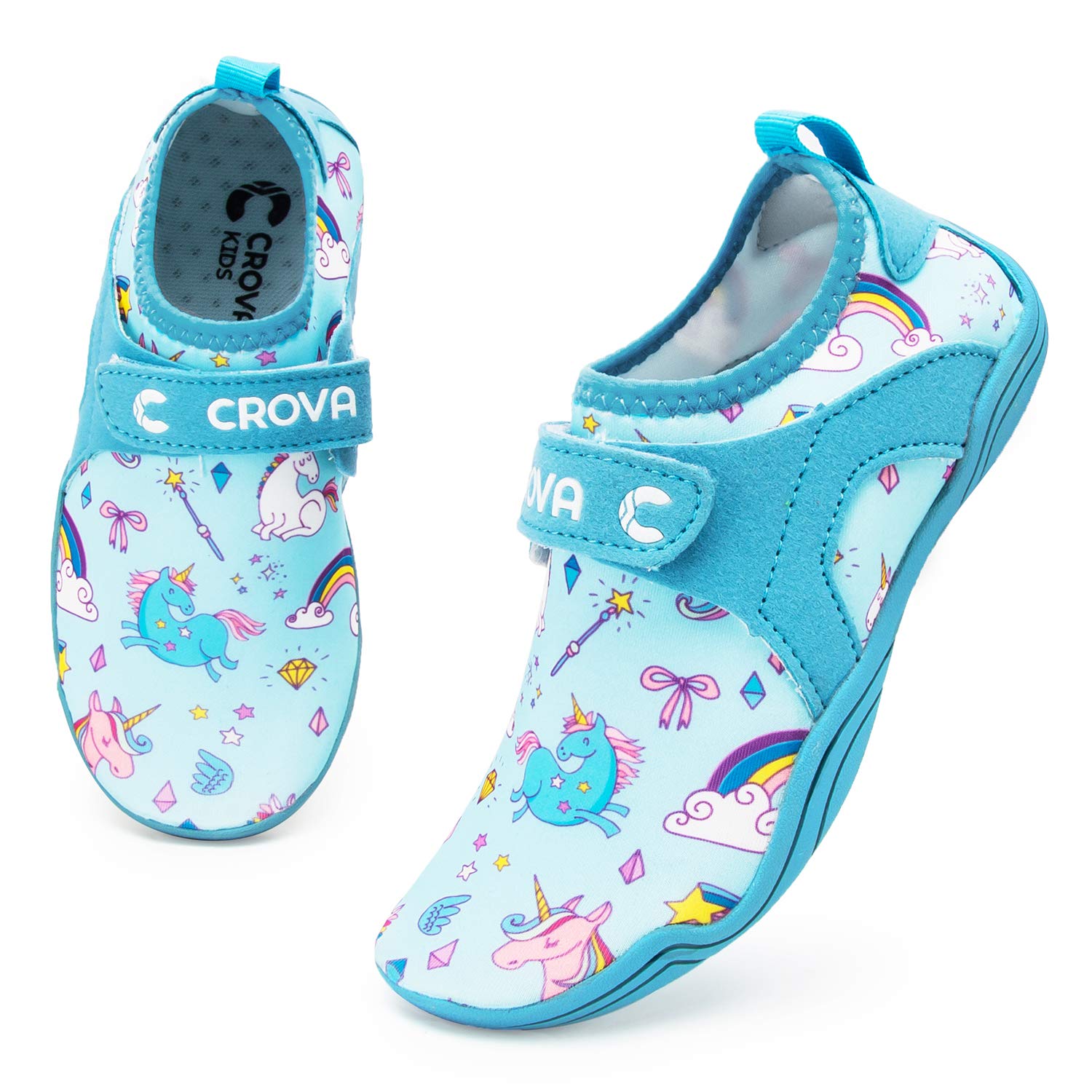 CROVA Kids Water Sports Shoes Ultra Light Totally Drainage Quick-Dry Aqua Socks Barefoot Slip-on for Boys Girls Toddler
