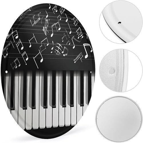 Miniatura 4 de Circular Metal Wall Art Iron Wall Hanging - Piano Keys with Musical Notes Vintage Industrial Tin Sign with Pre-Drilled Holes, Retro Round Metal Art