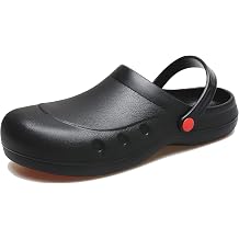 Professional Kitchen Safety Clogs, Non-Slip Wide Box Work Shoes with Steel Toe, Waterproof Chef Footwear, Supper Anti-Skid Soles