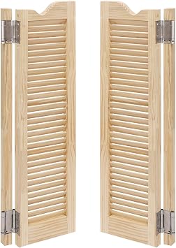 Solid Wood Swinging Saloon Doors, Louvered Cafe Swing Door, Double Half Partition Door with Hinges, Dual Swing Cafe Doors for Doorway Bar Kitchen Decor Stairs Hallway 10.43 * 1.34 * 42.13in