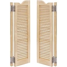 Swinging Door Cafe Doors, W24xH42.1in Wooden Half Saloon Door with 4 Metal Hinges, Double Entrance Partition for Kitchen Bar Cellar Porch Barn, Wood Color