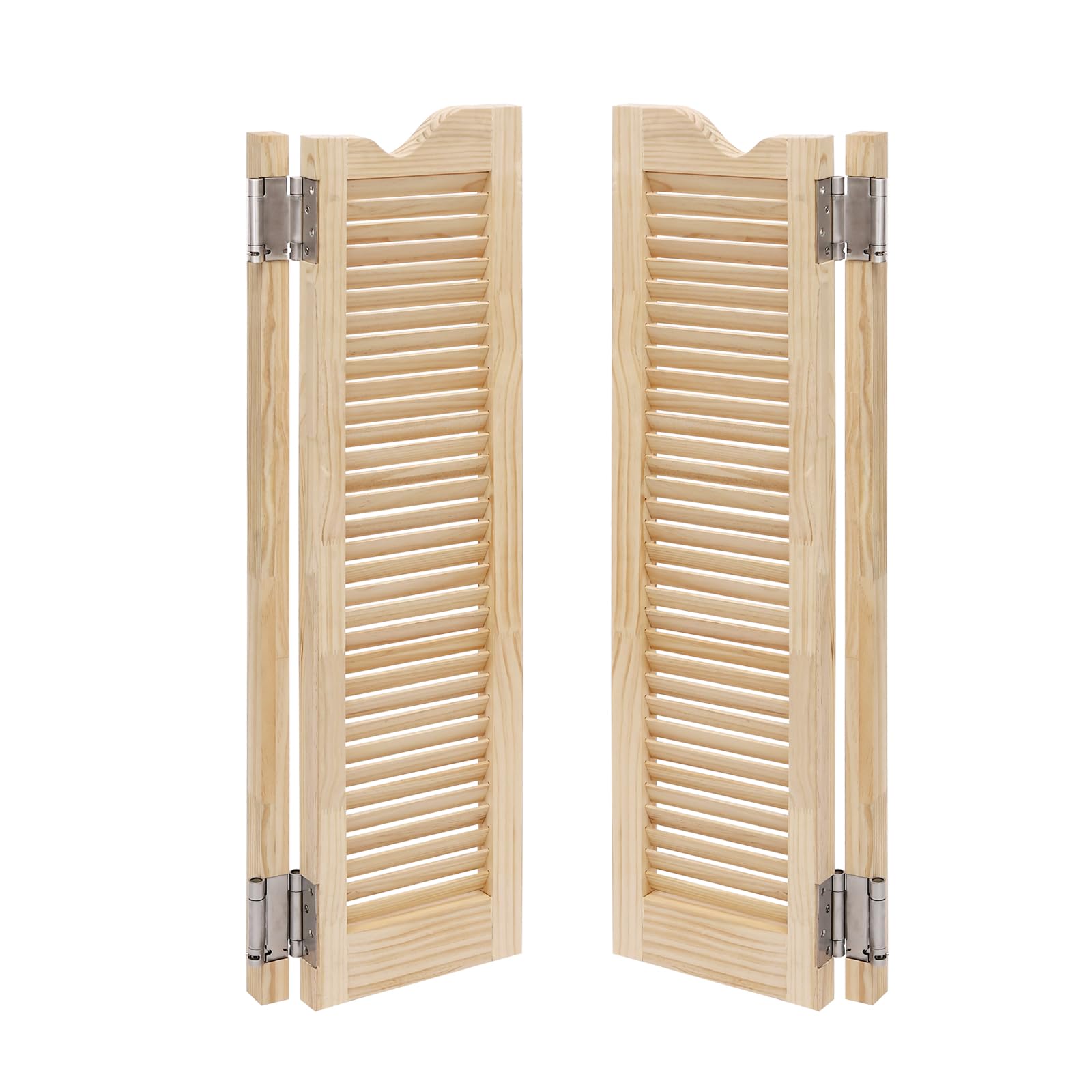 Modern Swinging Door Cafe Door Pine Wood Saloon Doors for House, Kitchen, Shop Entrance Partition Wooden Louvered Door with Quiet Hinges (Wood, 24"x40.9")