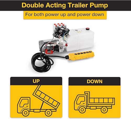 Miniatura 34 de Bomba hidráulica de 8 cuartos de galón 12V DC Unidad de potencia hidráulica de doble efecto con depósito de metal Bomba de energía hidráulica