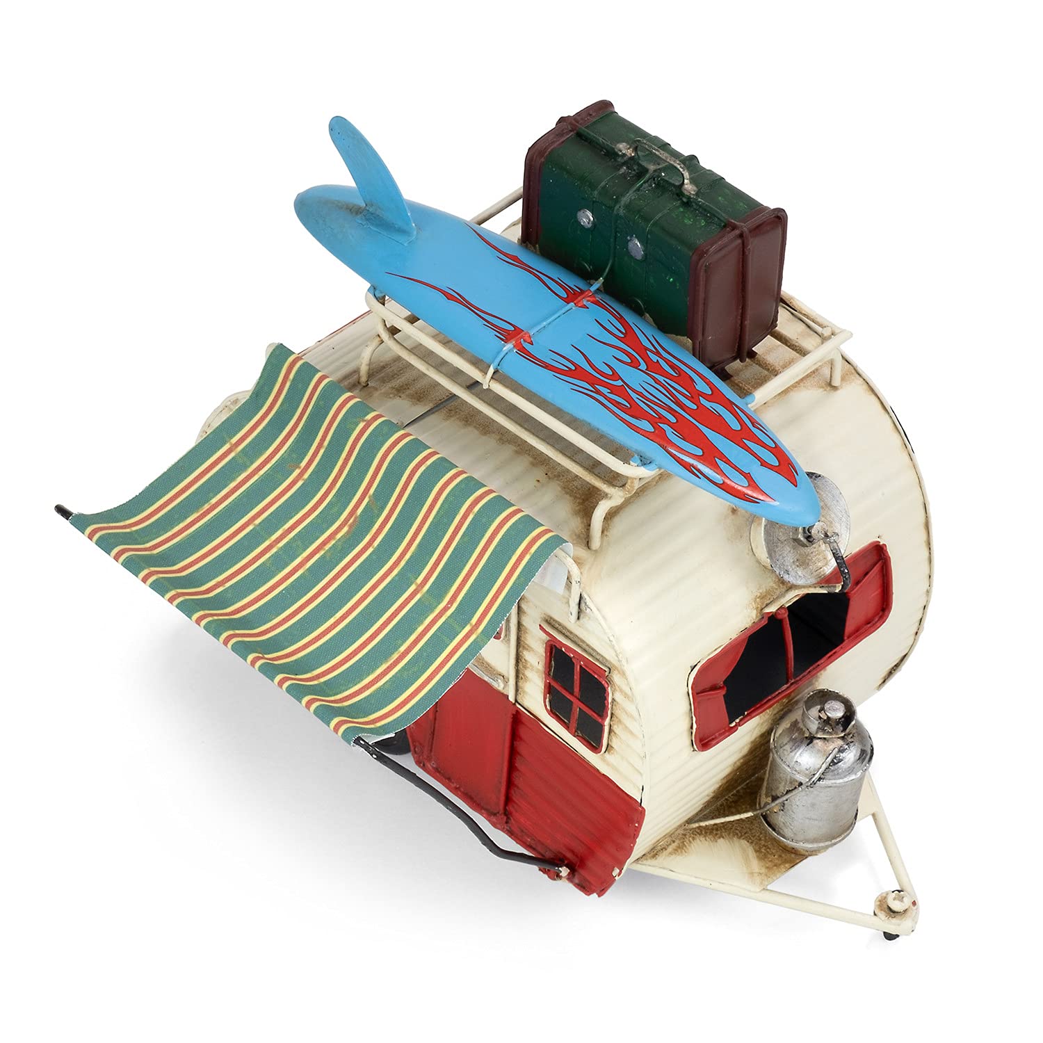 Moritz Blechdeko Wohnwagen rot Weiss Gepäck Retro Camper Auto Oldtimer Nostalgie Sammlerstück