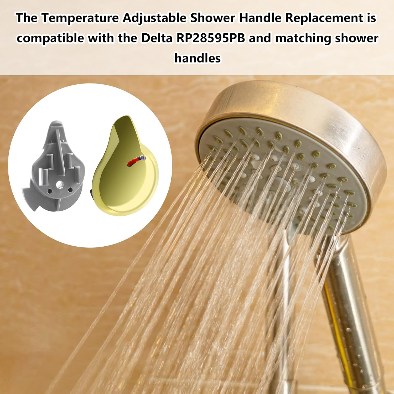 RP28595PB for Delta Shower Handle Replacement,for Delta Shower Knob Replacement Cove(Polished Brass Surface)