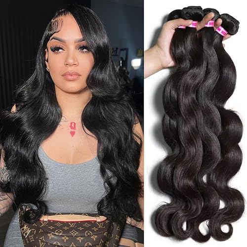 Vista 25 de Paquetes de cabello humano virgen brasileño ondulado de 16, 18, 20 pulgadas, 3 manojos de cabello humano ondulado 100% sin procesar, mojado