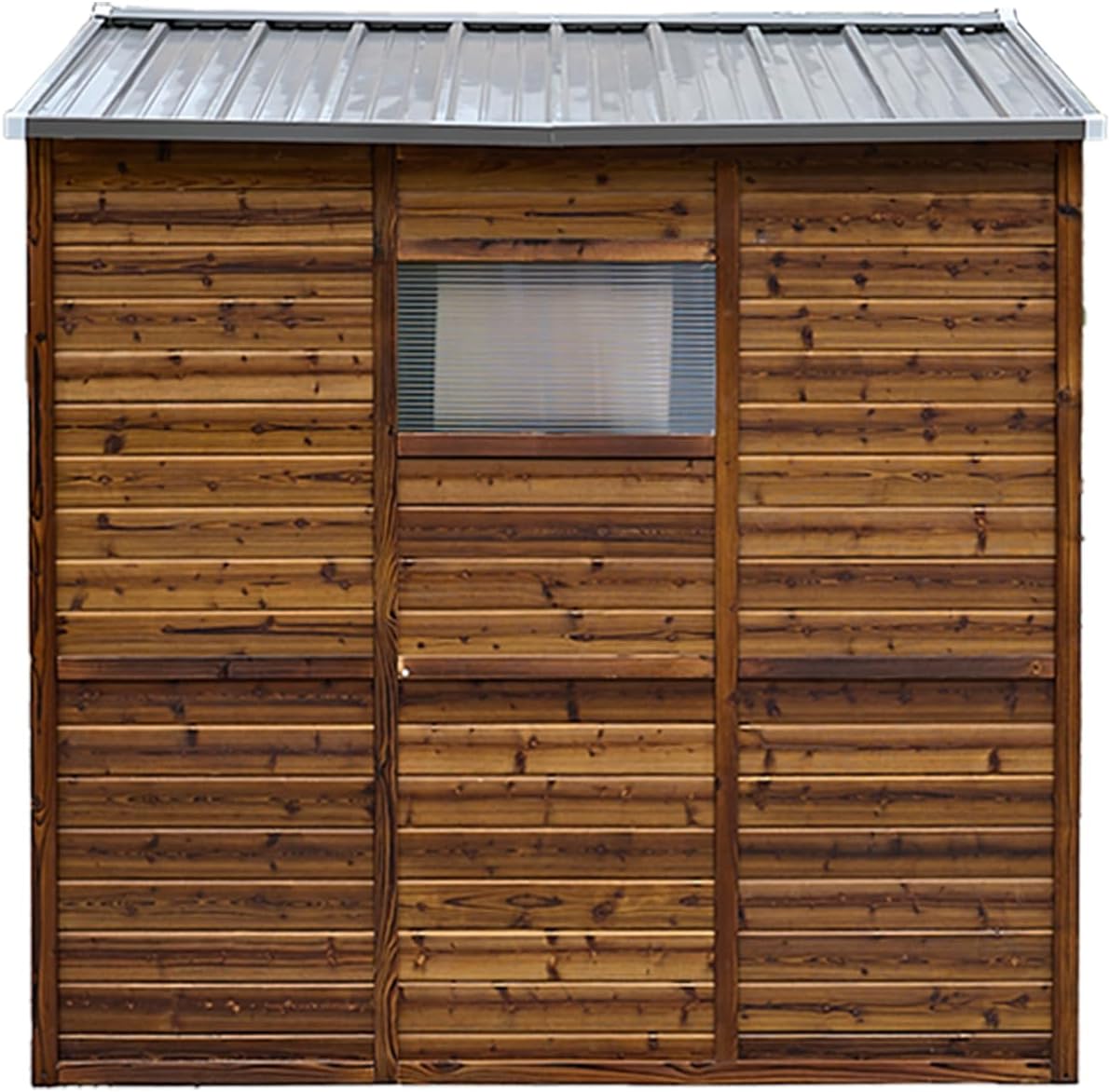 6x8 Ft Iron and Wood Combination Tool Shed with Weather-Resistant Iron Doors and Roof, Easy Assembly for Garden Storage and Outdoor Use