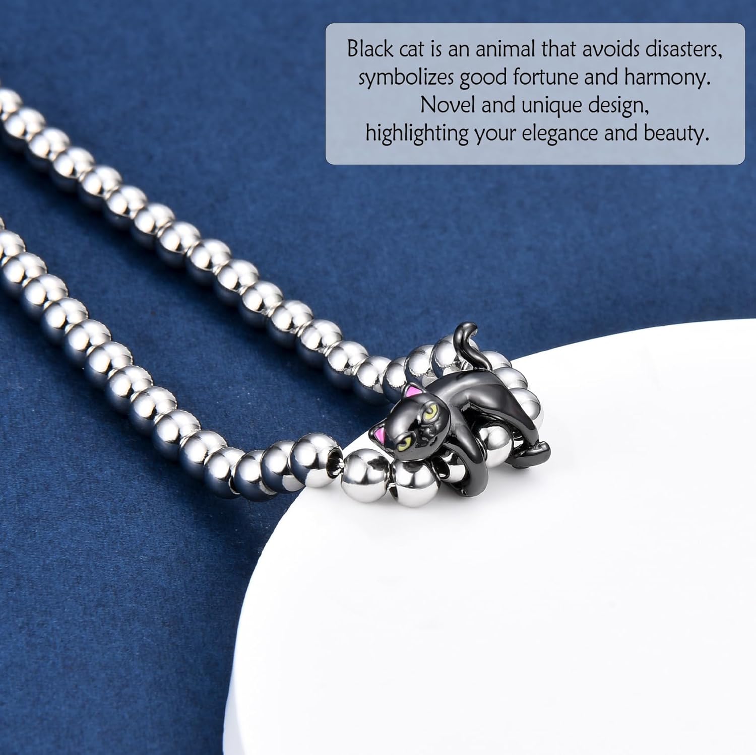 Cat Bracelet Gifts for Women Girls- Stainless Steel Lucky Black Cat Themed Jewelry Presents, Cat Lover Lady Mom Gifts Idea for Christmas Stocking Stuffer - Image 4