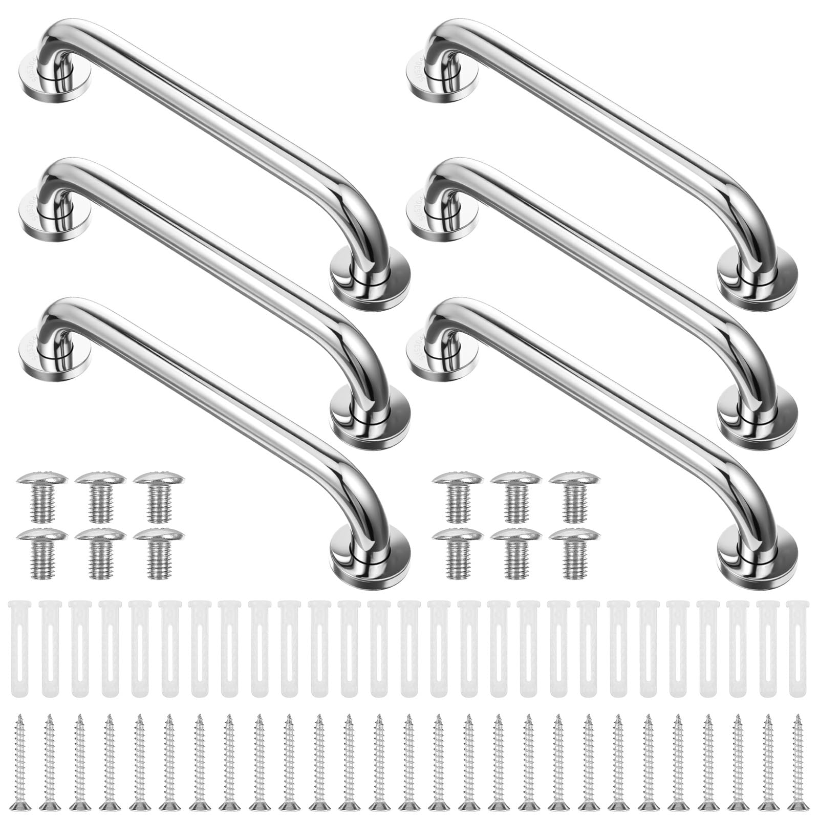 Barre d'appui douche en acier inoxydable 30,5 cm (lot de 6) pour sécuriser la baignoire murale