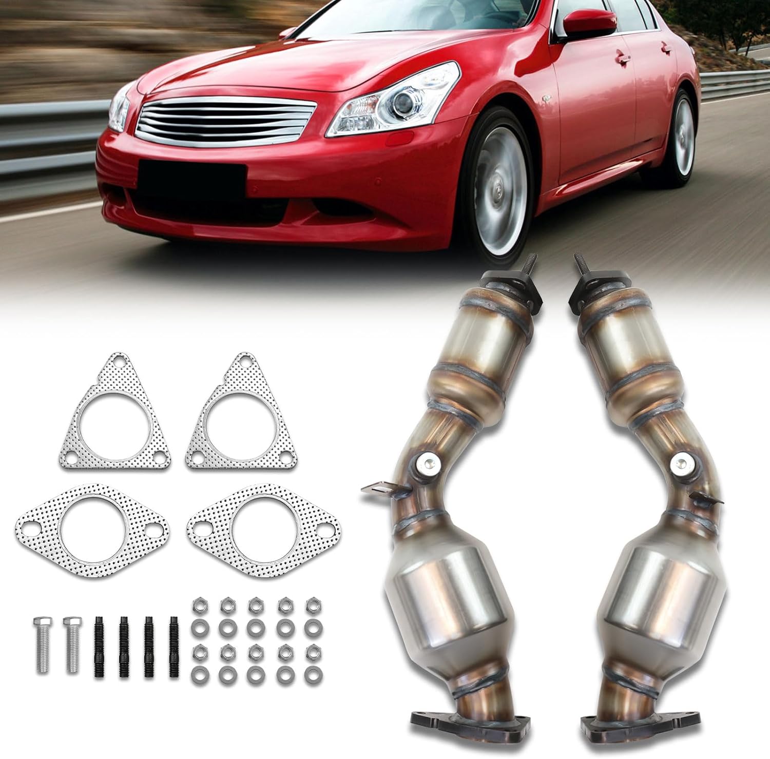 2PCS Catalytic Converter Kit Compatible with Infiniti 2007-2013 G35 G37 EX35 3.5L, 3.7L, Compatible with 370Z 3.7L (EPA Compliant)