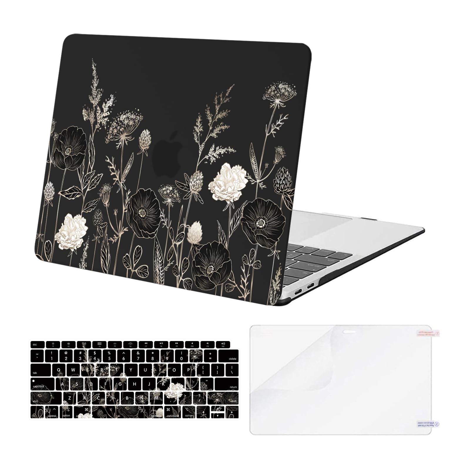 MOSISOCompatible with MacBook Air 13 inch Case 2022 2021 2020 2019 2018 Release A2337 M1 A2179 A1932 Retina Display Touch ID, Plastic Hard Shell Case&Keyboard Cover&Screen Protector, Retro Flower
