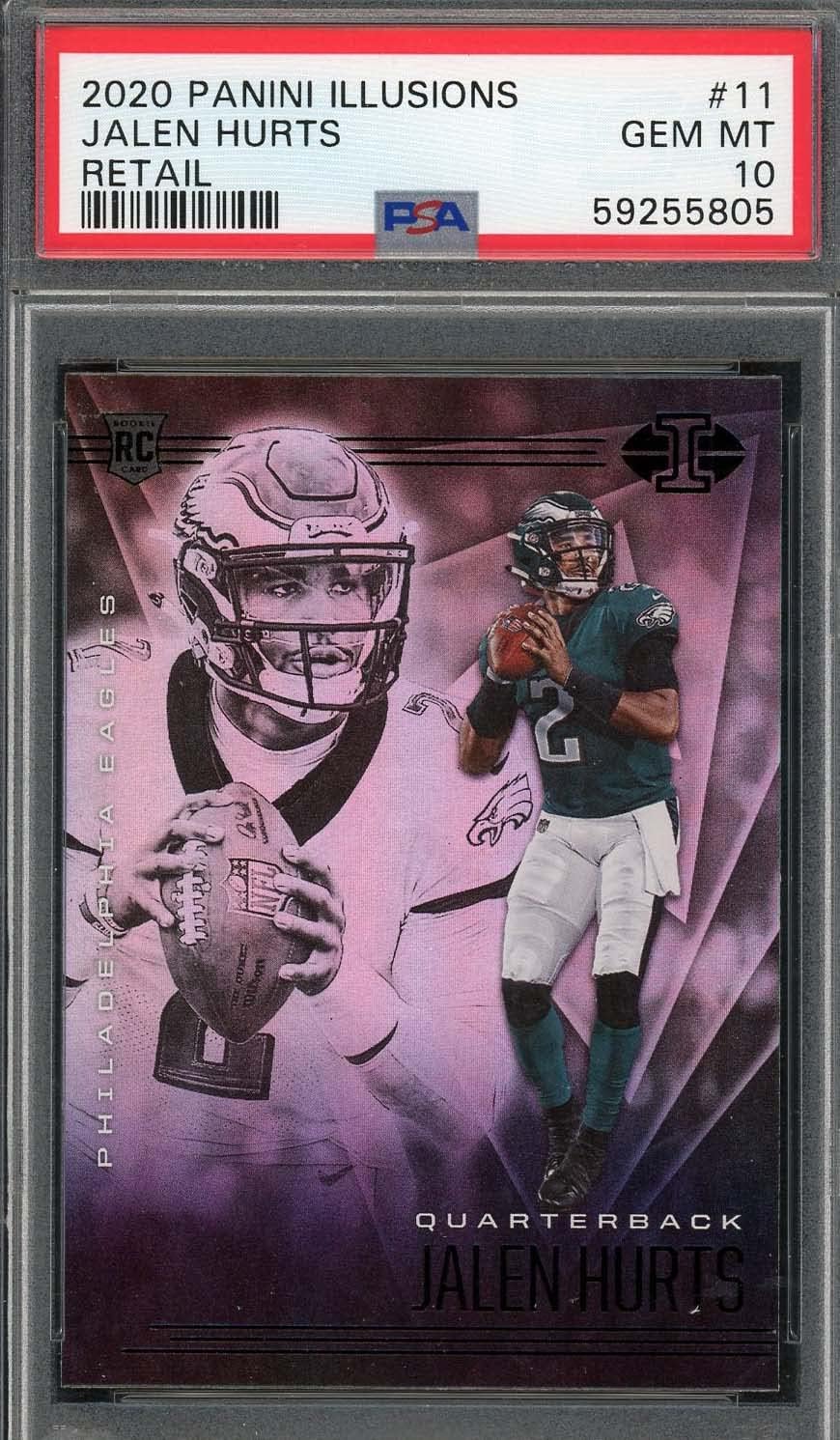 Jalen Hurts 2020 Panini Illusions Retail Football Rookie Card #11 Graded PSA 10
