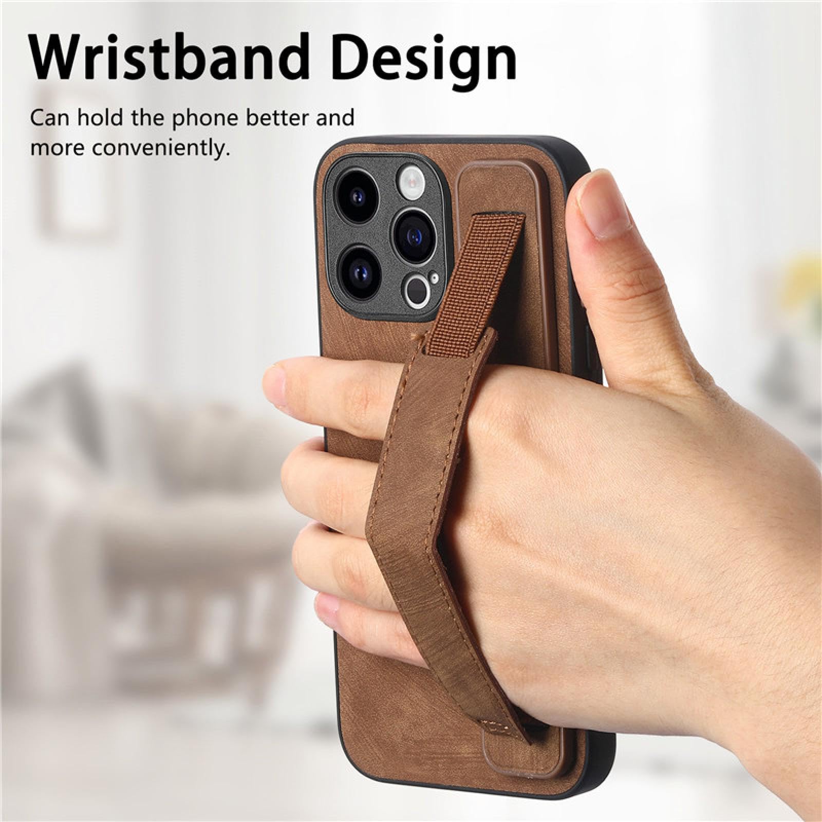 Für iPhone 15 Plus Handschlaufe Leder-Handyhülle Flip Stand Cover Bag (Für iPhone 15 Plus/LILA)
