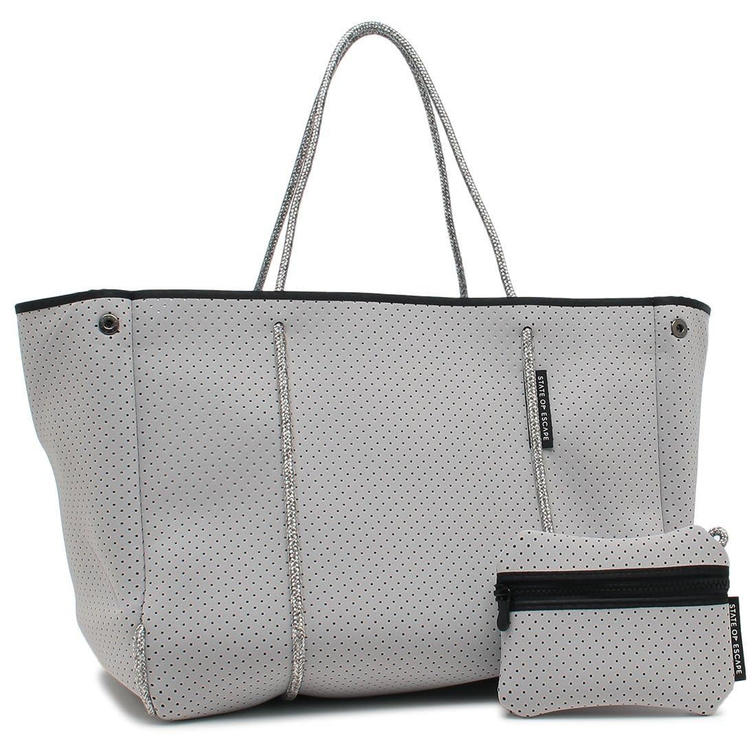 [ステートオブエスケープ]トートバッグ エスケープ キーフック ポーチ付き グレー ホワイト レディース STATE OF ESCAPE ESCBLENDCLO A4対応 [並行輸入品]