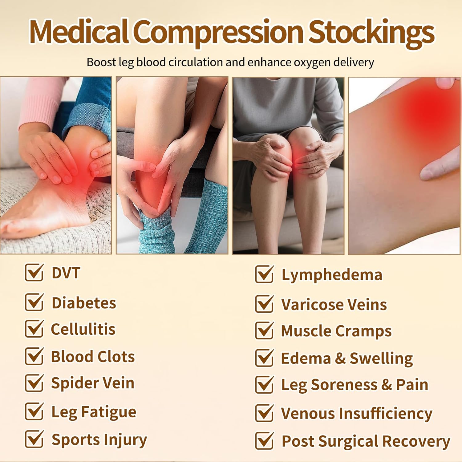20-30 mmHg Compression Stockings for Women and Men, Medical Graduated Compression Hoses, Open Toe Thigh High Compression Socks, Long Toeless Support Stockings for Varicose Veins, Edema, DVT - Image 4