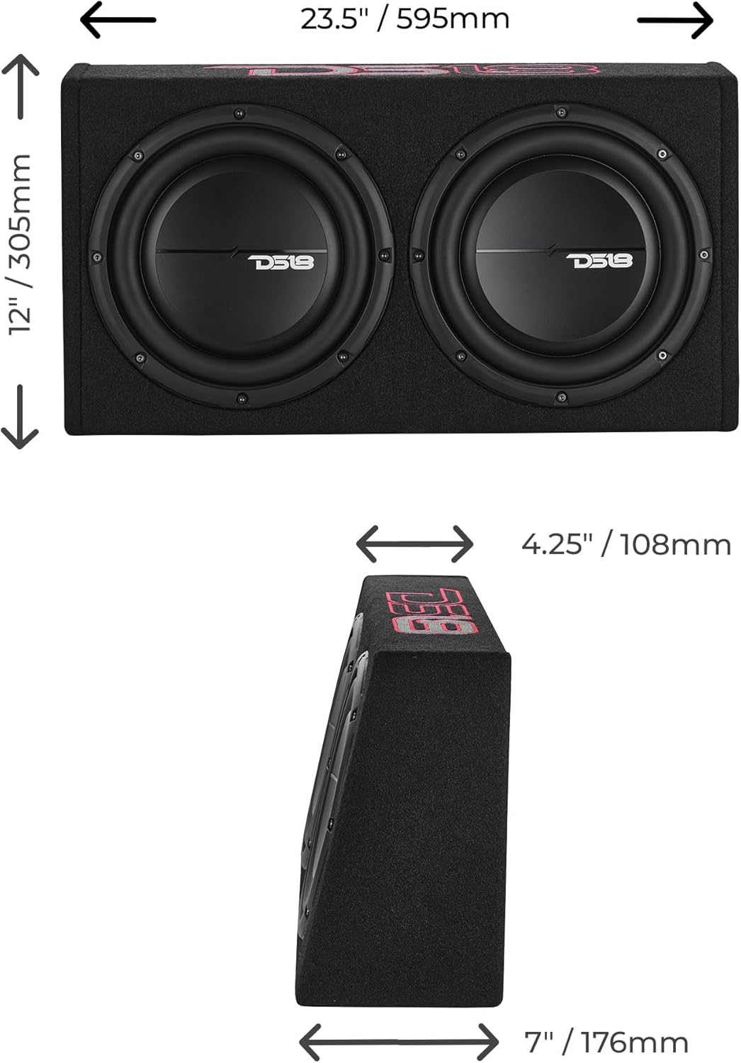 DS18 PU210 Loaded 10” Subwoofer + Passive Radiator Enclosure | 700W Max | Compact Sealed Truck Sub Box | 2-Ohm Final Load | Deep Bass Under/Behind seat Subwoofer for Pickup Trucks