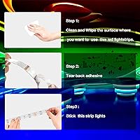 Vista 6 de DAYBETTER - Tira de luces LED RGB inteligentes, luces LED de 50 pies para dormitorio con control de aplicación, cambiantes, multicolor