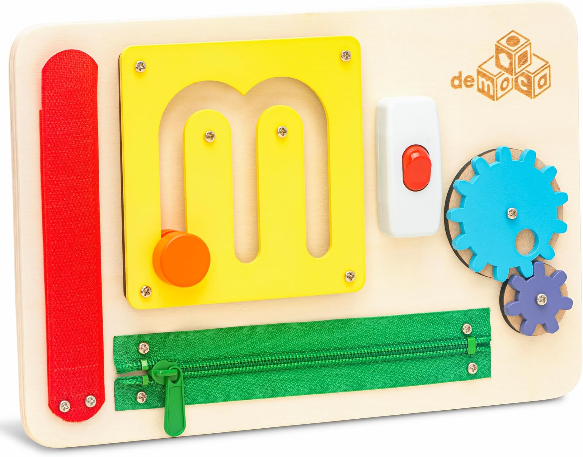 deMoca Wooden Toddler Busy Board for 1 2 3 Year Old