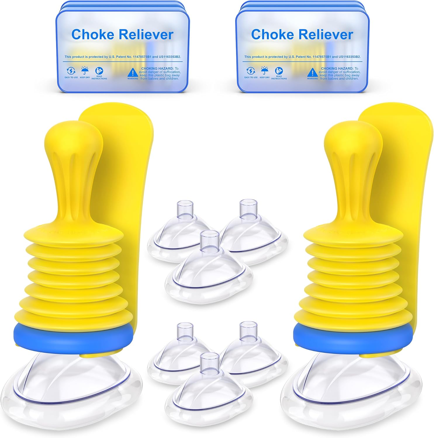 2-Pack Choking Rescue Device, Choke Reliever with Wall-Mounted Hooks, Choking Rescue Device for Kids and Adults, 4 Sizes Home and Travel Choking Rescue Kit