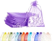MORAINJAY Organza Ajándéktasak Szett - 100 db Világoslila Tasak Húzózsinórral, 9x12 cm, Esküvői, Ékszer, Levendula Tárolásra, Minimál Stílus 1