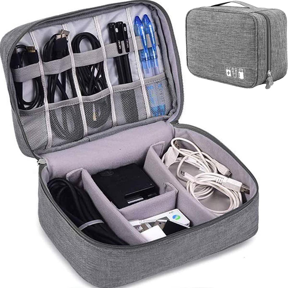 True-Ally Electronics Accessories Organizer Bag, Universal Carry Travel Gadget Bag for Cables, Plug and More, Perfect Size Fits for Pad Phone Charger Hard Disk (Grey) (B0BWV6KS4H) Amazon Price History, Amazon Price Tracker