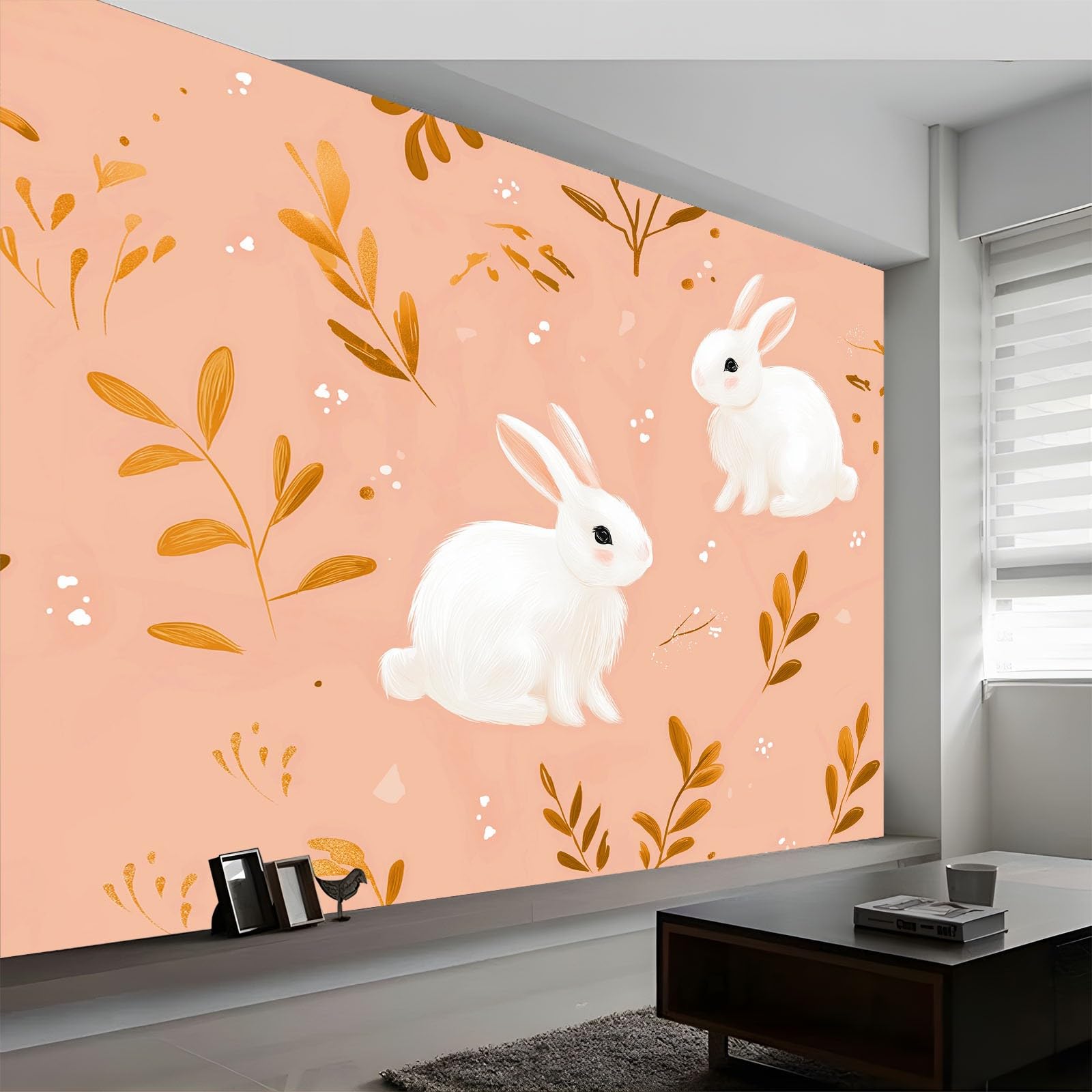 500 x 280 cm, fototapeta z włókniny, na Wielkanoc, zwierzęta, zające, kwiaty, fototapety, do salonu, tapeta z włókniny, efekt 3D, nowoczesna tapeta flizelinowa odporna na promieniowanie UV, dekoracja