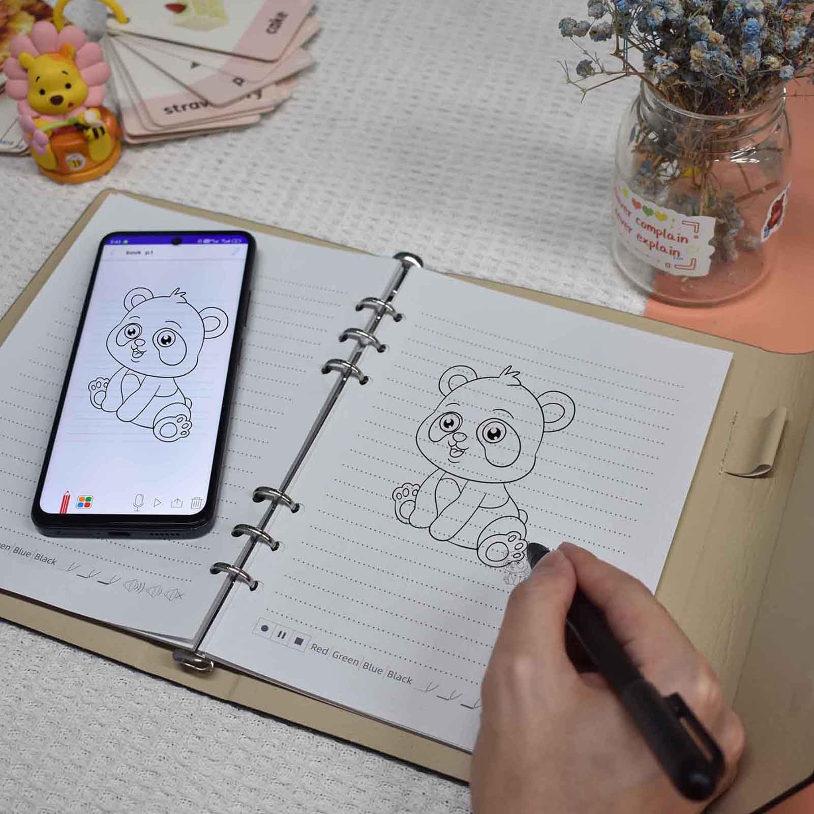 Bisofice Taccuino digitale con penna, kit di scrittura intelligente, scrive su carta e trasferisce digitalmente in tempo reale, compatibile con Boardpen e l'app Ophaya