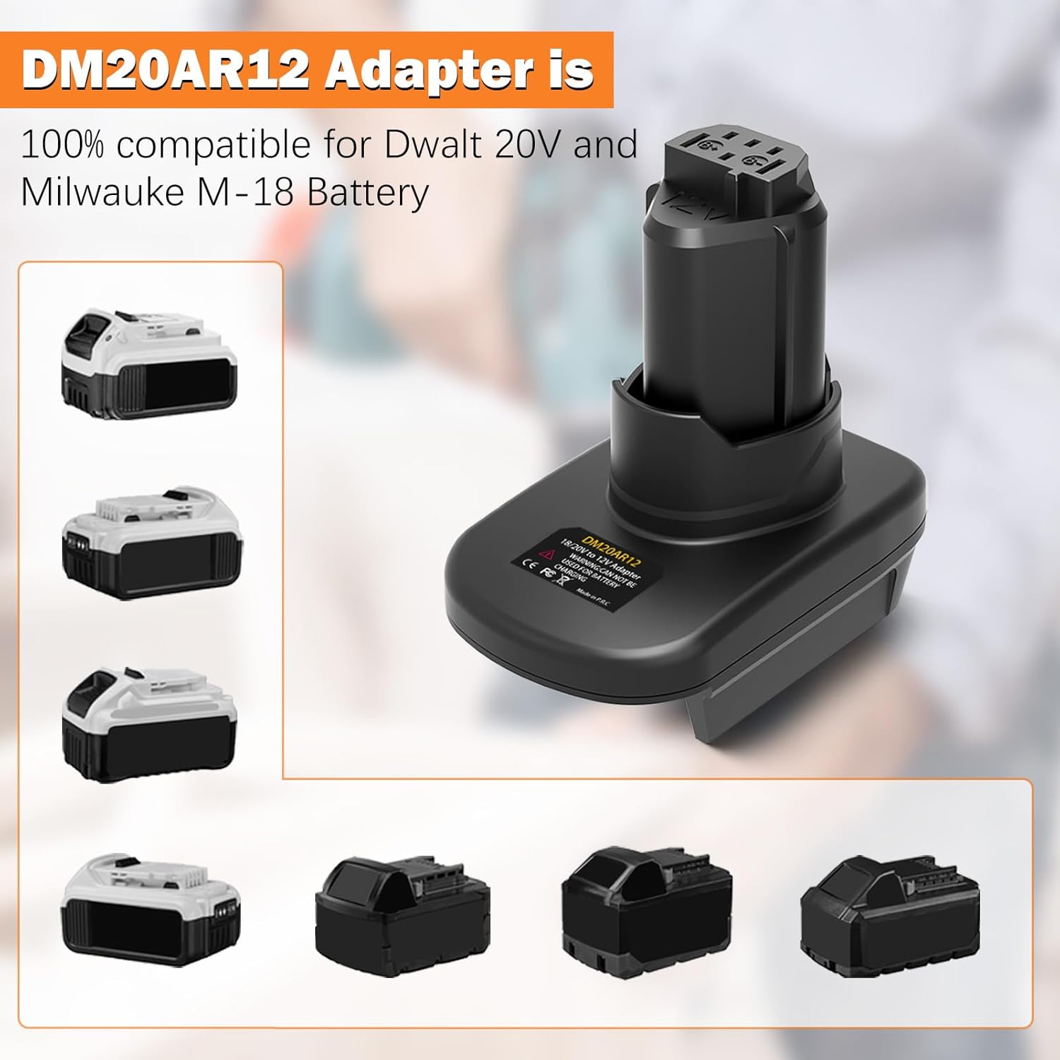 Battery Adapter for Ridgid 12V Tools, Work for Dewalt 20V Battery and for Milwaukee M18 18V Battery (Adapter Only)