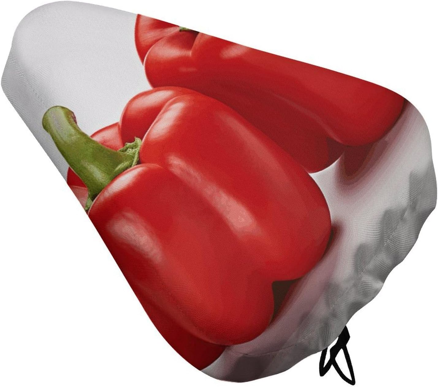 Soft Padded Red Bell Peppers Bike Seat Cover, Waterproof Comfort Cushion for Men Women with Drawstring, Extra Wide Stationary Bike Seat Cushion Fit for Bicycle Mountain Exercise Road Bikes