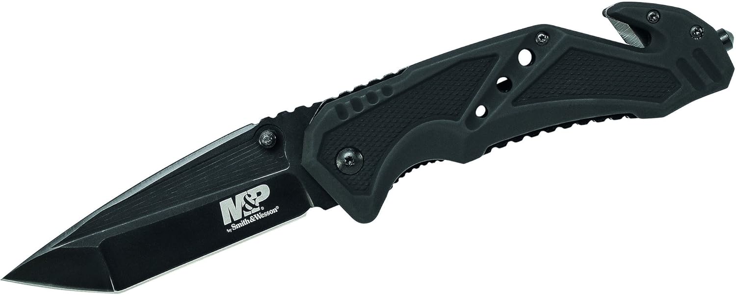 Smith & Wesson M&P SWMP11B 8.9in High Carbon S.S. Folding Knife with 3.8in Tanto Point Blade and Aluminum Handle for Outdoor, Tactical, Survival and EDC : Sports & Outdoors