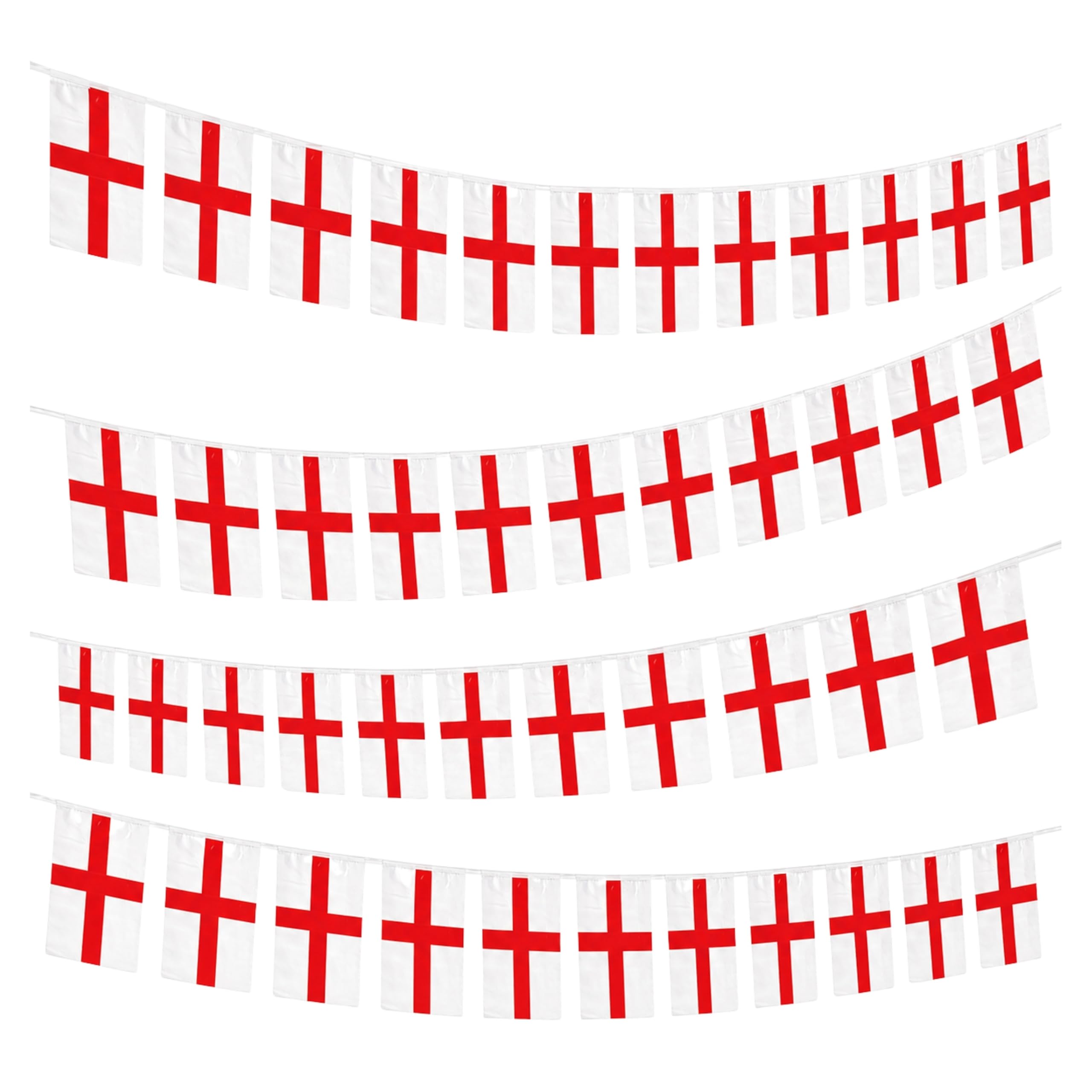 50m/164ft England St George Flag Bunting for FIFA 2026 World Cup – 125 St George Cross PVC Flags 20 x 30cm Double Sided Football Party Decorations for Pub and Street Celebrations — image 1