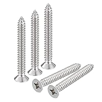 Vista 30 de uxcell Tornillos de chapa de cabeza plana #4x3/8, 50 tornillos de madera Phillips Drive Tornillos de acero inoxidable 304 Autoperforantes