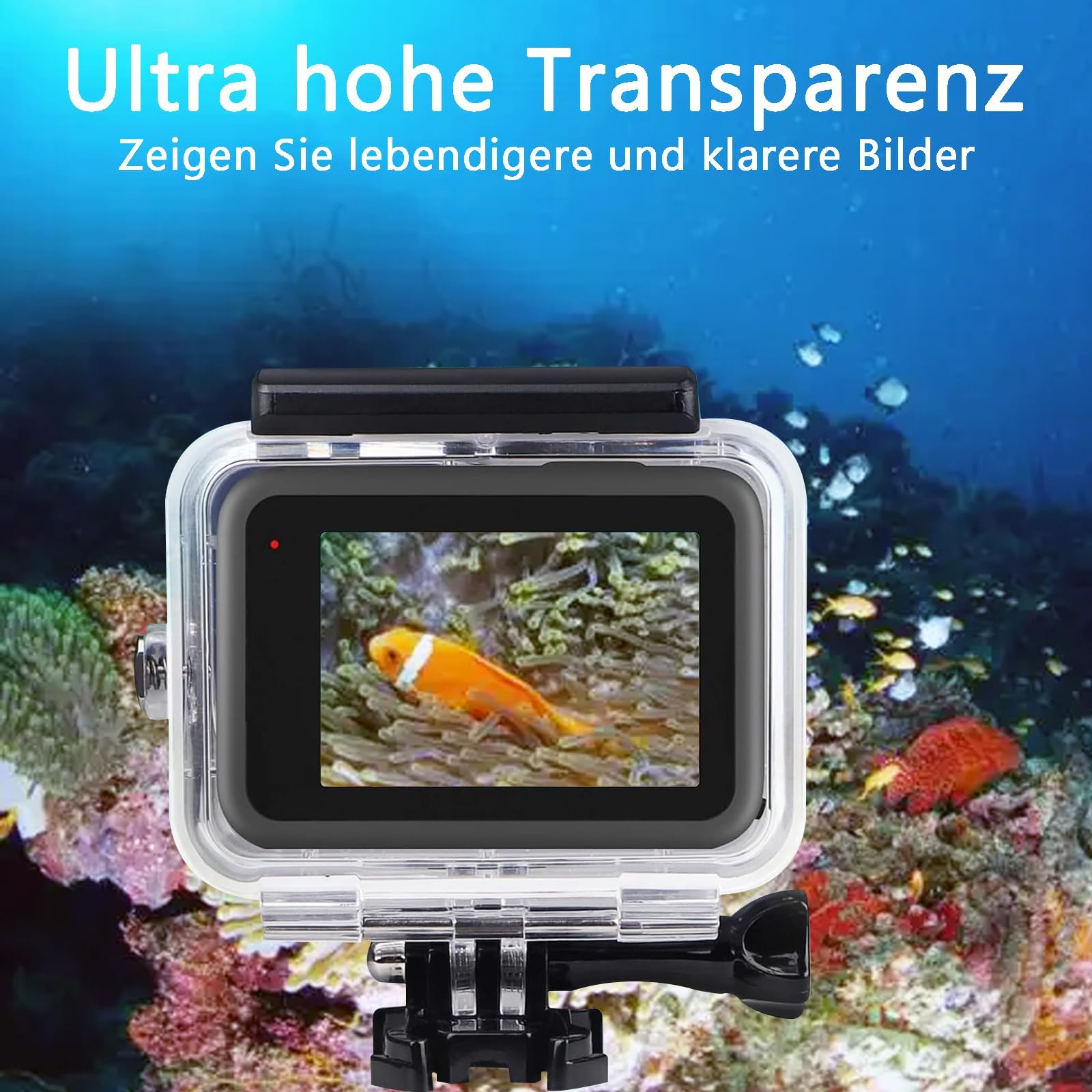 Custodia impermeabile 60 m per GoPro Hero 9/10/11/12/13, 60 m, resistente all'acqua, custodia protettiva con morsetto di montaggio rapido e inserti anti-appannamento per GoPro Hero 9/10/11/12/13