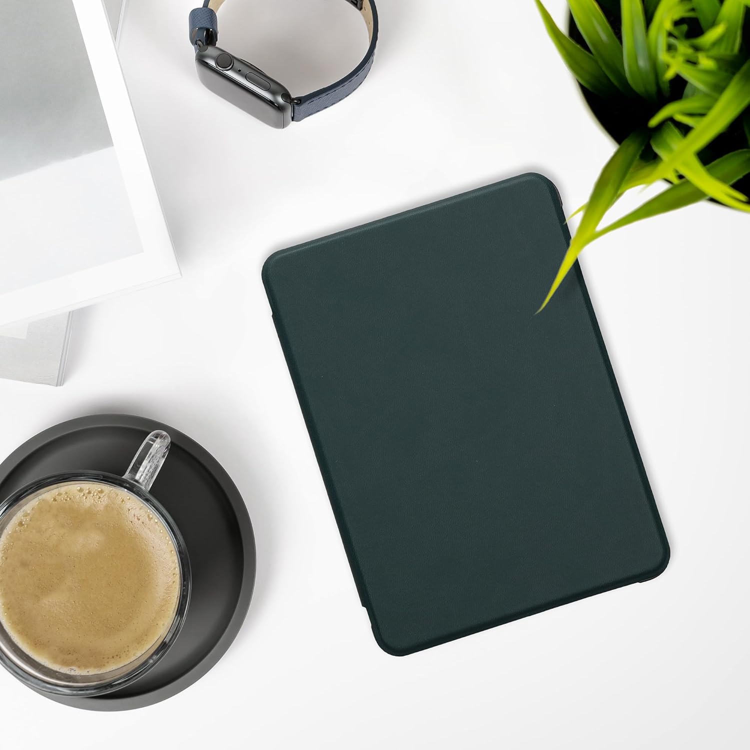 kwmobile Case Compatible with Amazon Kindle Paperwhite (2024)/Colorsoft - PU Nubuck Leather Protective e-Reader Flip Case Cover - Petrol