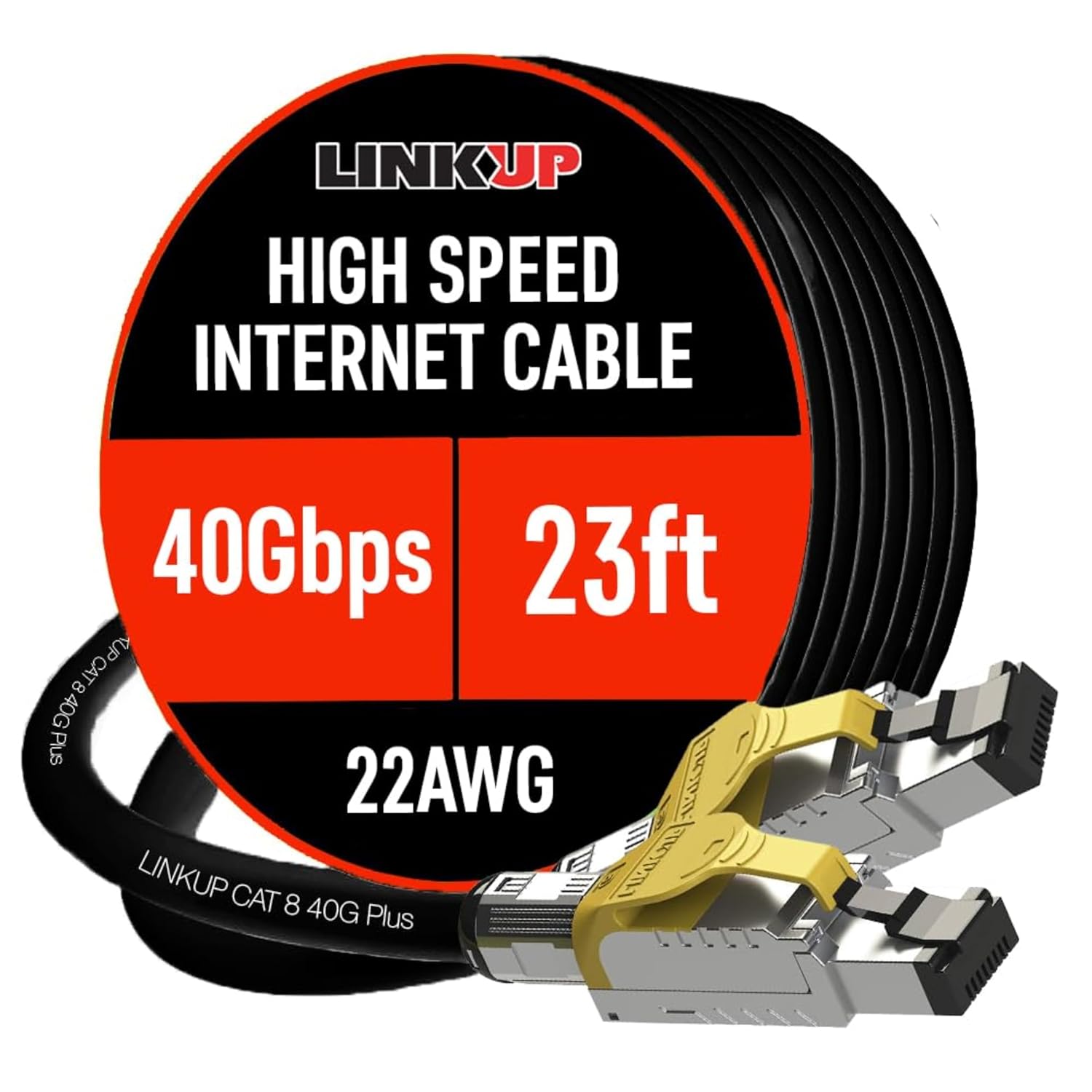 LINKUP Cat 8 Ethernet Cable | Long Internet Cord | High Speed LAN Connection | RJ45 connectors | Use with Cat 5/ Cat 6/ Cat 7 | Optimal for Gaming