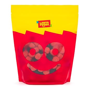Berries Gummy Candy, Red and Black Chewy Candy Bulk, 2 Lb Bag