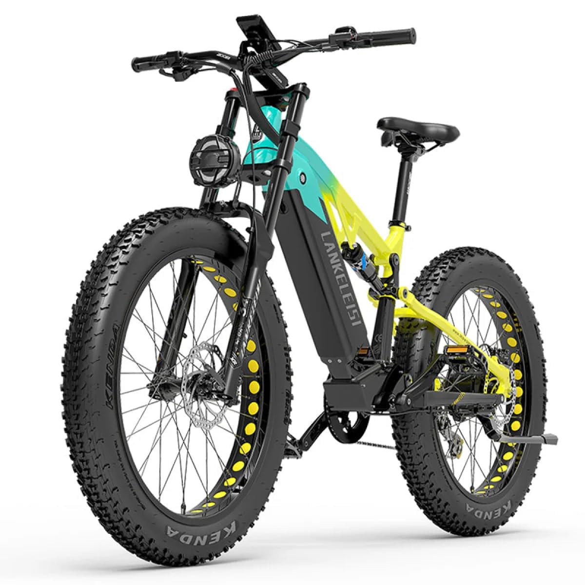 LANKELEISI La bicicletta elettrica RV800 Plus è dotata di un motore ad alte prestazioni da 250 W, pneumatici larghi 26 pollici e una mountain bike elettrica full-suspension da 250 Wh 48 V.
