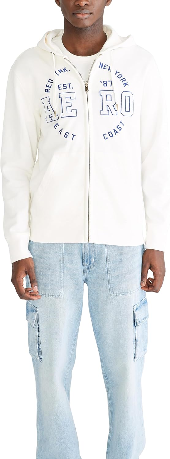 AEROPOSTALE Men's Aero Logo Full Zip Hoodie- Circle