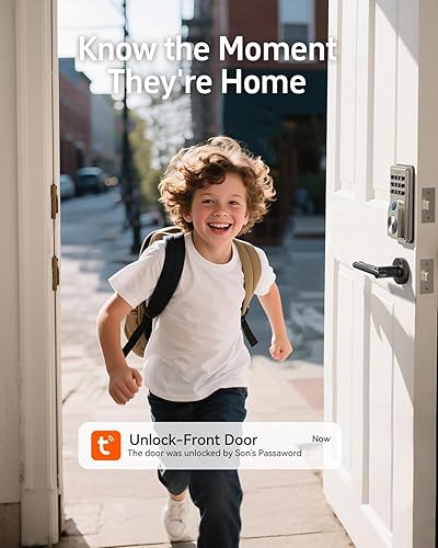 Miniatura 8 de Cerradura de puerta inteligente, cerradura de puerta con huella dactilar, entrada sin llave con teclado electrónico, control de aplicación, bloqueo