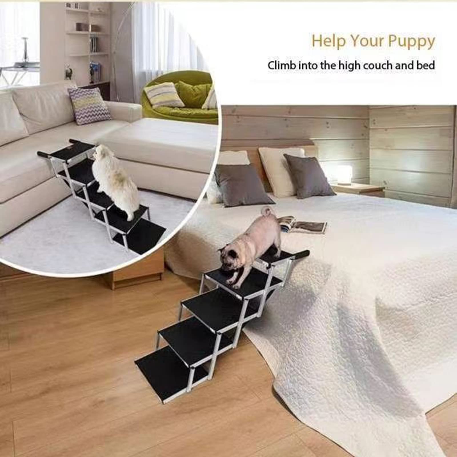 Amazon | 折りたたみ式中大型犬用階段、車までの犬用はしご、SUV