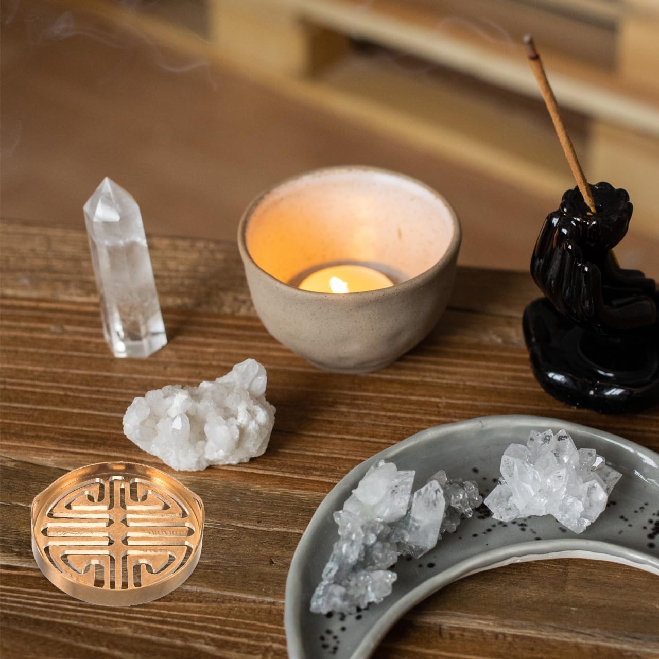 Incense Ash Press Tool Incense Cone Mold Chinese Seal Fragrant Seal and Fragrant Mold 2.28 X 2.28 X 0.62 in Home Office Meditation Yoga Tea Room Accessory